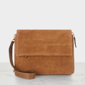 Three Flap Suede Crossbody Bag