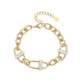 Mettle & Bloom gold chunky chain bracelet with crystal-encrusted oval links and lobster clasp fastening
