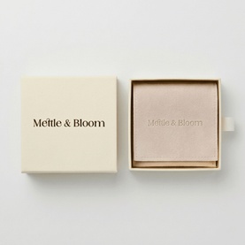 Mettle & Bloom bracelet in gold, presented in cream gift box with branded blush satin interior pouch