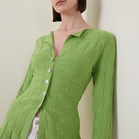 Olsen Checkerboard Knitted Shirt