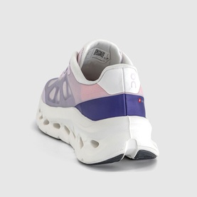 On Running trainer in Orchid Ivory, rear view showing chunky white CloudTec sole, purple and pink upper with small red logo detail.