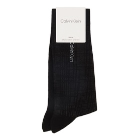 Calvin Klein black ribbed ankle socks, one size, shown flat with branded label. Cotton-rich fabric with stretch.