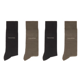 Calvin Klein Socks olive green and black crew socks 4-pack, displayed flat showing logo detail on each pair