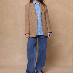 Carlotta Herringbone Single-Breasted Blazer