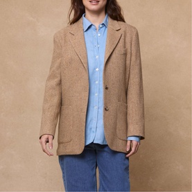 Carlotta Herringbone Single-Breasted Blazer