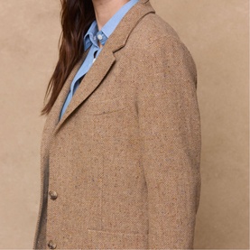 Carlotta Herringbone Single-Breasted Blazer