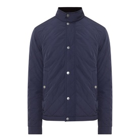 Gant Evening Blue quilted casual jacket with snap-button fastening and ribbed funnel neck collar