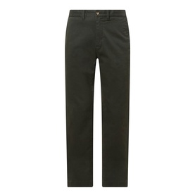 Gant dark moss green cotton chino trousers with belt loops and button fastening, flat lay view