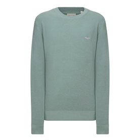 Gant Crew Neck knit jumper in Surplus Mint with small logo embroidery on chest, ribbed cuffs and hem