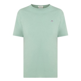 Gant Shield Logo T-Shirt in Surplus Mint, crew neck, short sleeves, small shield logo on chest, straight hemline, 100% cotton