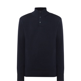 Buttoned-Neck Regular-Fit Sweater