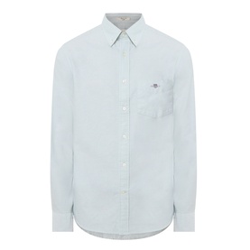 Gant Shield Logo Oxford Shirt in Surplus Mint, long sleeves, chest pocket, shield logo, curved hemline, button fastenings
