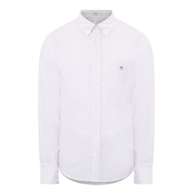 Gant Reg Shirt in light taupe, long-sleeve cotton casual shirt with button-down collar and chest logo detail