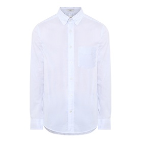 Gant light blue regular fit cotton casual shirt with fine vertical stripes, point collar, button placket and single-button cuffs