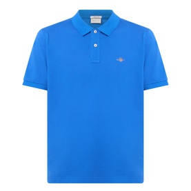 Gant Regular Polo in Nautical Blue, 100% cotton piqu&eacute; with two-button placket, short sleeves and embroidered shield logo