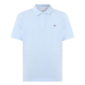 Gant Regular Polo in Fresh Blue, short sleeves, ribbed collar, two-button placket and embroidered logo at chest.
