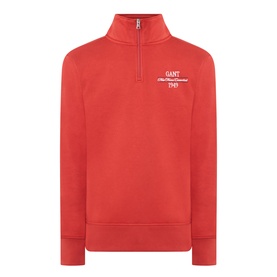 Gant Maple Fire half-zip sweatshirt with embroidered chest logo, ribbed collar and cuffs in cotton-polyester blend