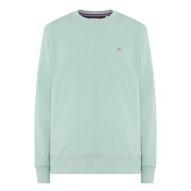 Gant Shield Logo Sweatshirt in Surplus Mint with crew neck, ribbed trims, and embroidered shield logo on chest.