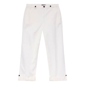 Button Cuff Cropped Wide Leg Chinos