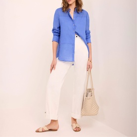 Button Cuff Cropped Wide Leg Chinos