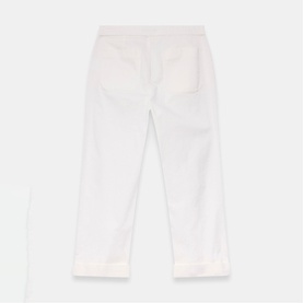 Button Cuff Cropped Wide Leg Chinos