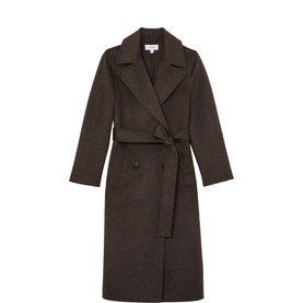 Rene Double-Breasted Blind-Seam Coat