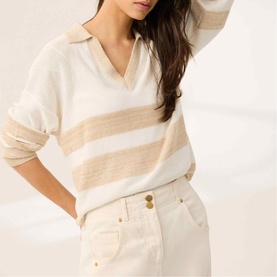 Striped Knitted Polo Sweater