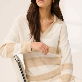 Striped Knitted Polo Sweater