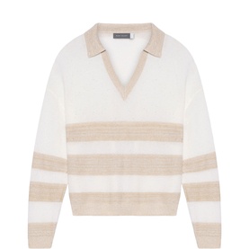 Striped Knitted Polo Sweater