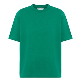 The Frankie Shop emerald oversized crew neck T-shirt in cotton-polyester blend, short sleeves, relaxed boxy fit