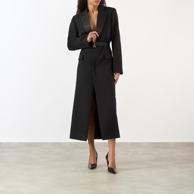 Belted Tailored Tuxedo Coat
