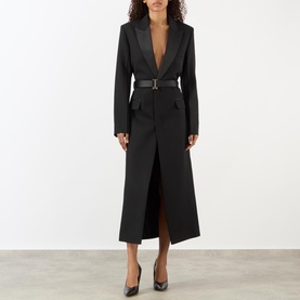 Belted Tailored Tuxedo Coat
