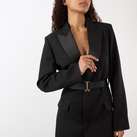Belted Tailored Tuxedo Coat