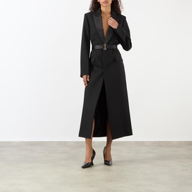 Belted Tailored Tuxedo Coat