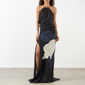 Floral Chain Halter Gown