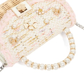 Blooms Embellished Top Handle Bag