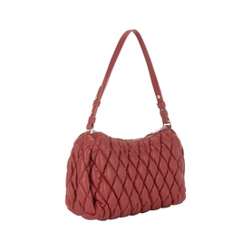 DKNY Remy Quilted Shoulder Bag in Rhythm Red with woven quilted finish, adjustable strap, and silver-tone hardware