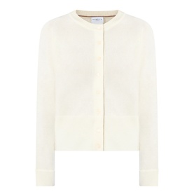 Marella Manto Knitted Cardigan in cream, collarless open-front style with long sleeves, 70% wool 30% cashmere