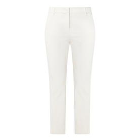Marella white slim-fit cropped trousers with belt loops and front zip fastening, in cotton-blend fabric