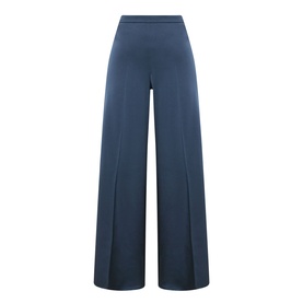 Marella wide-leg trousers in Aviation blue, high-waisted silhouette with front pleats, 82% triacetate fabric