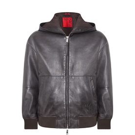 Gelo Leather Hooded Jacket