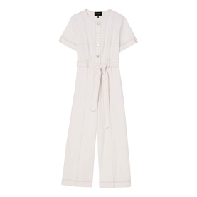 Button Front Wide Leg Jumpsuit