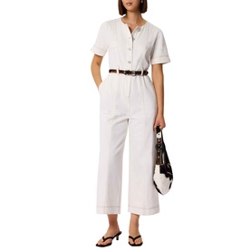 Button Front Wide Leg Jumpsuit
