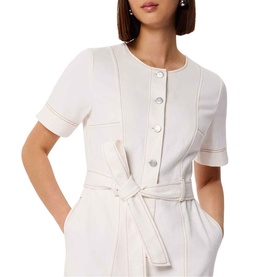 Button Front Wide Leg Jumpsuit
