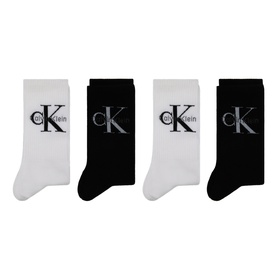 Calvin Klein Socks 4-pack in black and white with monogram CK logo, crew length, one size