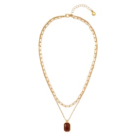 Double Layer Stone Pendant Necklace