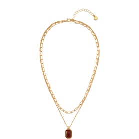 Double Layer Stone Pendant Necklace