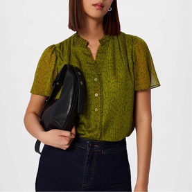 Dragonfly Ruffle Trim Blouse