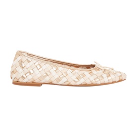 Heat Woven Leather Bow Ballet Flats