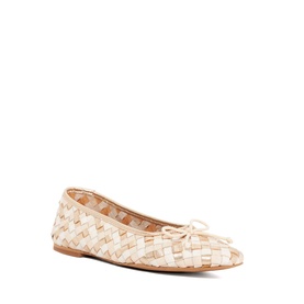 Heat Woven Leather Bow Ballet Flats